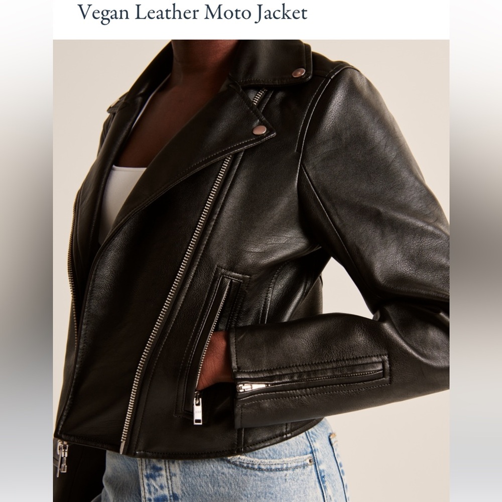A&F vegan leather motto jacket